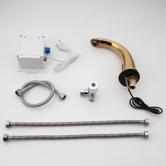 Set hc goudkleurige sensorkraan rond gebogen model